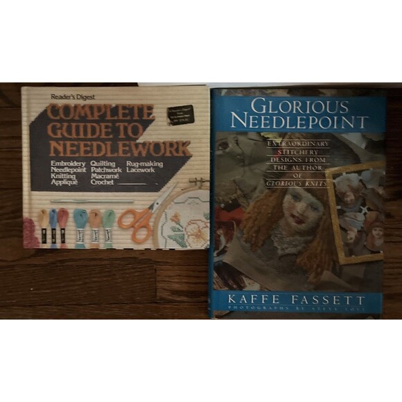 Lot of 2 Vtg Hardcover Needlepoint Books Guide Reference Illustrations - Picture 1 of 6